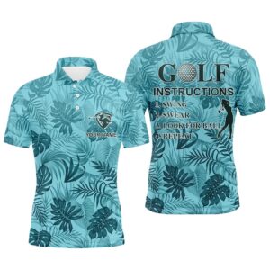 Blue Tropical Plants Men’s Golf Polos Shirts&hellip;