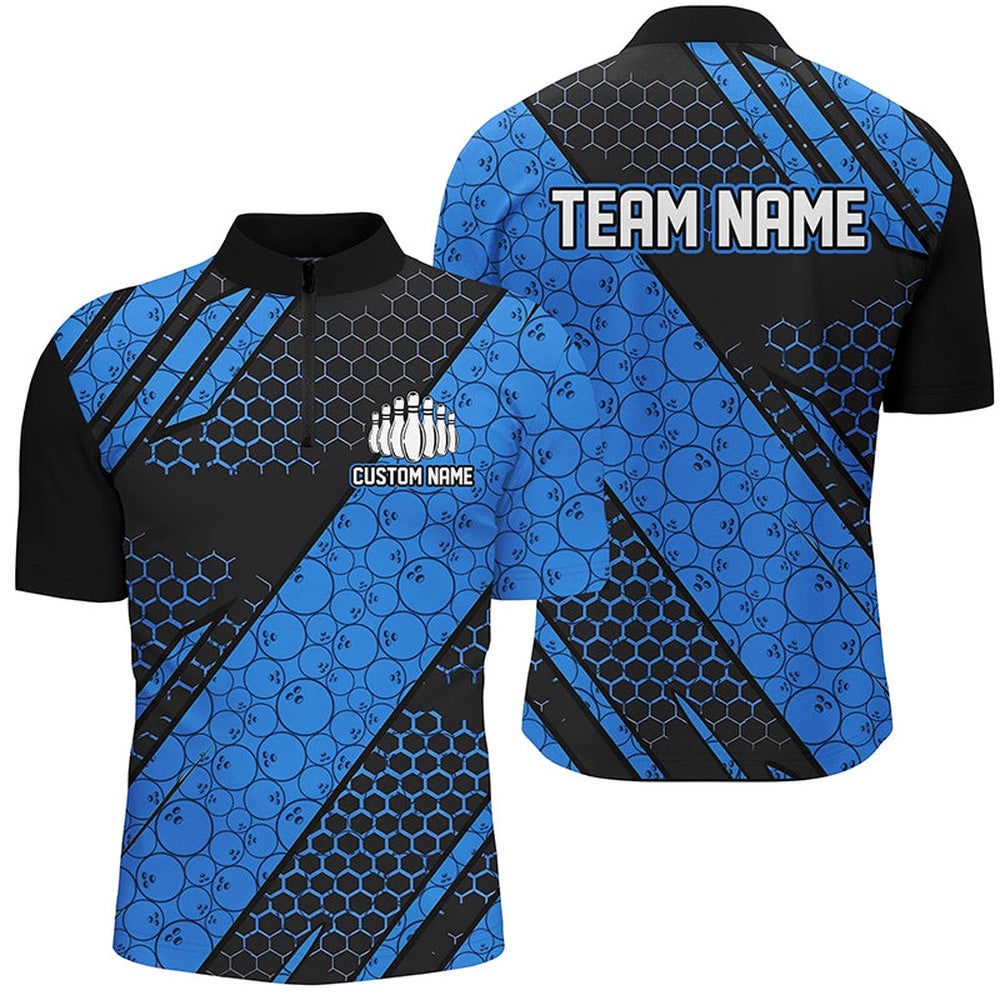 Bowling Ball Pattern Bowling Team Jersey, Bowlers Shirts For Men And Women Blue, Custom Bowling Team Jersey Shirt
