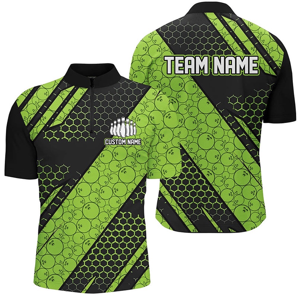 Bowling Ball Pattern Bowling Team Jersey, Bowlers Shirts For Men And Women Green, Custom Bowling Team Jersey Shirt
