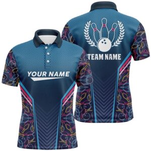 Bowling Blue Camo Men Polo Bowling Shirt&hellip;