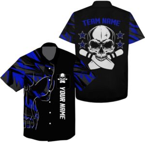 Bowling Hawaiian Shirt Skull Bowling Blue, Custom&hellip;