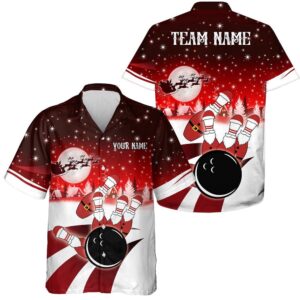 Bowling Hawaiian Shirts, Custom Christmas Santa Bowling&hellip;