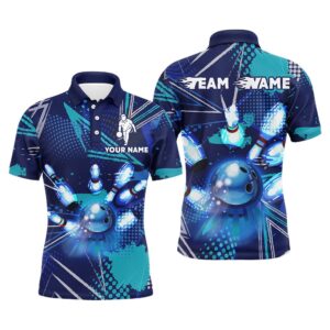 Bowling Polo Shirt For Men Custom Blue&hellip;