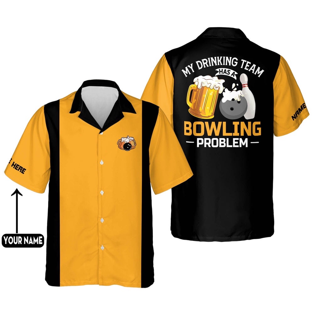 Bowling Problem Hawaiian Shirt Unisex, Custom Bowling Shirt, Custom Team Bowling Hawaiian Shirt