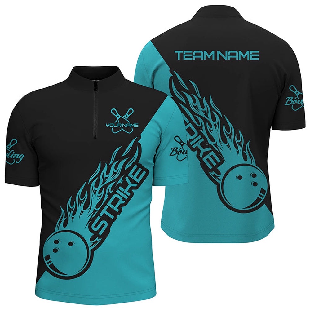 Bowling Shirts For Men And Women, Bowling Team Shirts Bowling Strike Ball Blue, Custom Bowling Team Jersey Shirt
