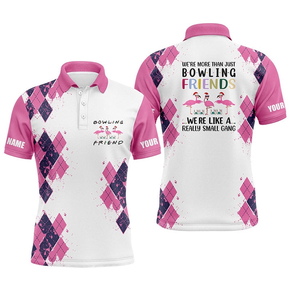 Bowling Shirts For Men Custom Name We’Re More Than Just Bowling Friends Flamingo, Funny Bowl Gifts, Personalized Bowling Team Shirt