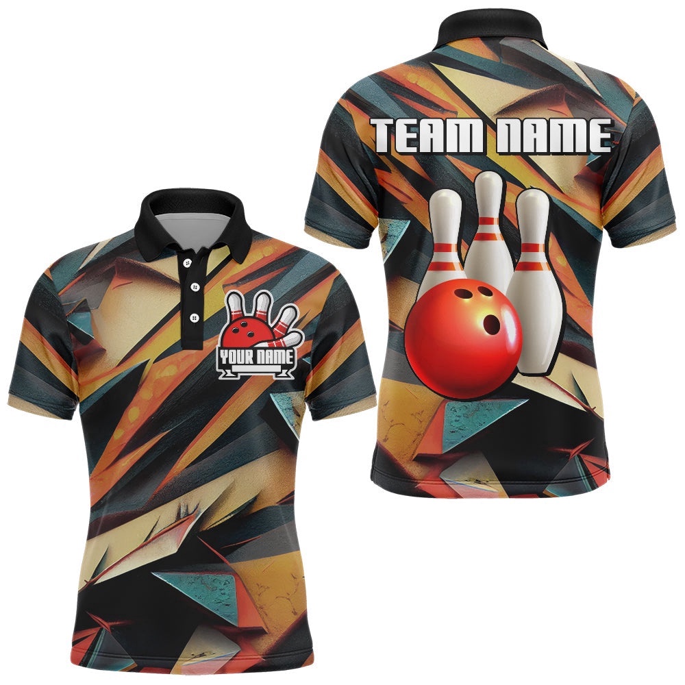 Bowling Shirts Men Custom Bowling Polo Shirt Team Bowling Polo Shirt, Personalized Bowling Team Shirt