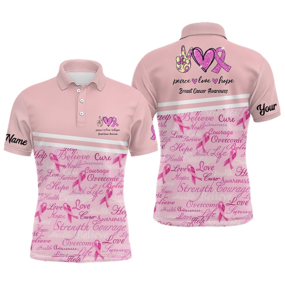 Breast Cancer Awareness Pink Men’s Golf Polo Shirt Custom Golf Shirts For Men Best Golf Gifts, Golf Polo Shirt, Golf Shirts