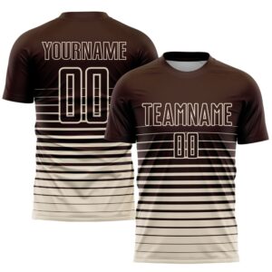 Brown Cream Pinstripe Fade Fashion Sublimation Soccer&hellip;