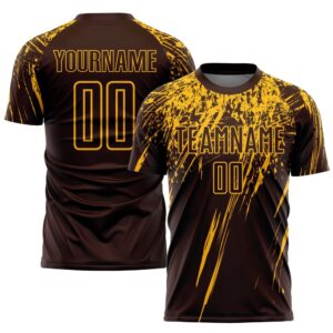 Brown Gold Sublimation Soccer Uniform Jersey, Custom&hellip;