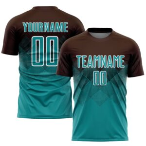 Brown Teal White Sublimation Soccer Uniform Jersey,&hellip;