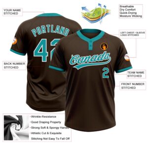 Brown Teal White Two Button Unisex Softball Jersey Custom Team Softball Jersey 3 asl68y.jpg