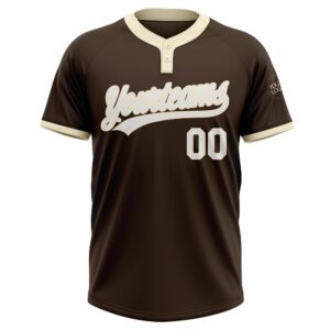 Brown White Cream Two Button Unisex Softball Jersey Custom Team Softball Jersey 2 wpnbdo.jpg