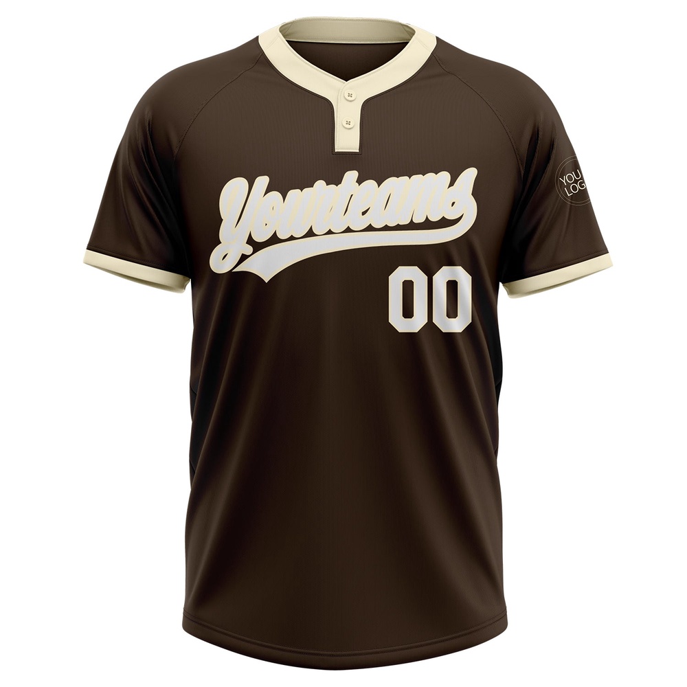 Brown White Cream Two Button Unisex Softball Jersey, Custom Team Softball Jersey Brown White Cream Two Button Unisex Softball Jersey, Custom Team Softball Jersey