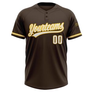 Brown White Yellow Two Button Unisex Softball Jersey Custom Team Softball Jersey 2 eq5ois.jpg