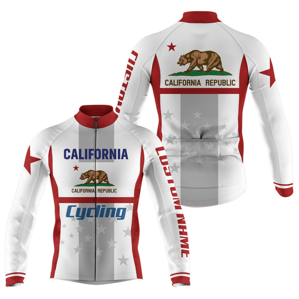 California Men  And  Women Cycling Jersey With 3 Pockets Bike Shirt Full Zip Gear, Custom Mono Cycling Jersey