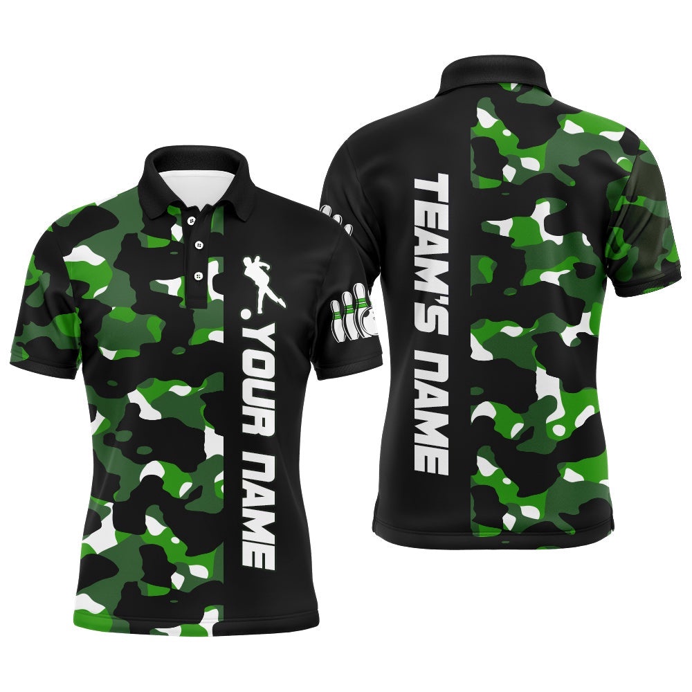 Camo Bowling Polo Shirt For Men And Women Bowling Polo Shirt Team, Personalized Bowling Team Shirt