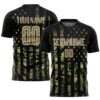Camo Vegas Gold Olive Sublimation Salute To Service Soccer Uniform Jersey, Custom Team Soccer Jersey Shirt