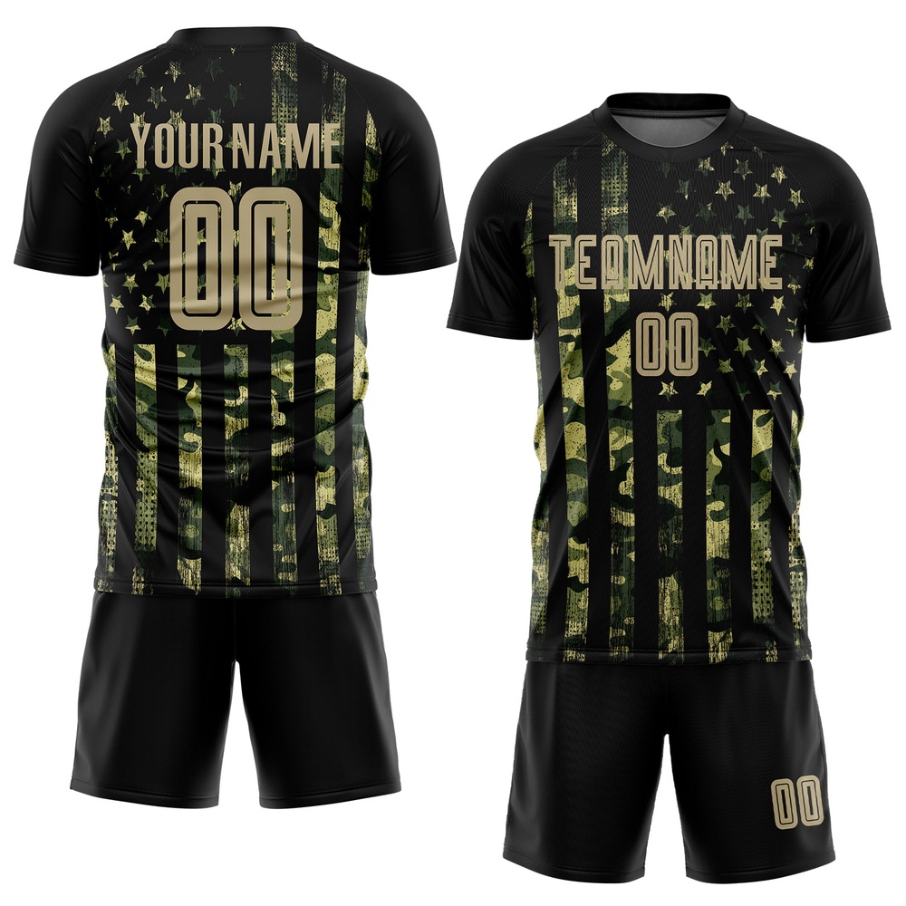 Camo Vegas Gold Black American Flag Fashion Sublimation Salute To Service Soccer Uniform Jersey, Custom Team Soccer Jersey Shirt Camo Vegas Gold Black American Flag Fashion Sublimation Salute To Service Soccer Uniform Jersey, Custom Team Soccer Jersey Shirt
