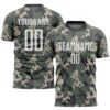 Camo Vegas Gold Olive Sublimation Salute To Service Soccer Uniform Jersey, Custom Team Soccer Jersey Shirt
