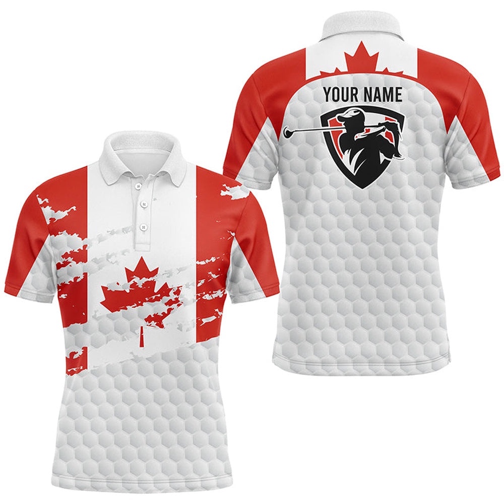 Canadian Flag Men Golf Polo Shirts Custom Golf Outfit Men’s, Personalized Patriot Team Golf Polo Shirt, Golf Polo Shirt, Golf Shirts