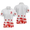 Canadian Flag Red Maple Leaf Men’s Golf Polo Shirts Custom White Patriotic Golf Shirts For Men, Golf Polo Shirt, Golf Shirts