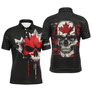 Canadian Flag Skull Men’s Golf Polo Shirts&hellip;