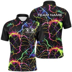 Colorful Lightning Custom Bowling Polo Shirts For&hellip;