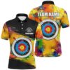 Colorful Target Archery Shirts For Men, Archery Tournament Polo For Team Archers, Custom Archery Team Polo Shirt Colorful Target Archery Shirts For Men, Archery Tournament Polo For Team Archers, Custom Archery Team Polo Shirt