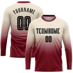 Cream Black Crimson Sublimation Long Sleeve Fade&hellip;