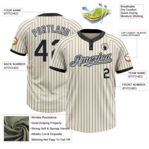 Cream Black Pinstripe Gray Two Button Unisex Softball Jersey Custom Team Softball Jersey 3 gr7tfo.jpg