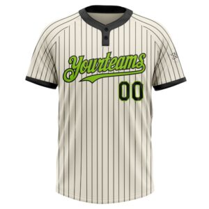 Cream Black Pinstripe Neon Green Two Button Unisex Softball Jersey Custom Team Softball Jersey 2 jsod1x.jpg