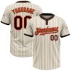 Cream Brown Pinstripe Gold Two Button Unisex Softball Jersey, Custom Team Softball Jersey Cream Brown Pinstripe Gold Two Button Unisex Softball Jersey, Custom Team Softball Jersey
