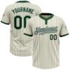 Cream Green Pinstripe Gold Two Button Unisex Softball Jersey, Custom Team Softball Jersey