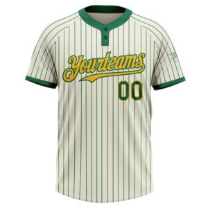 Cream Kelly Green Pinstripe Gold Two Button Unisex Softball Jersey Custom Team Softball Jersey 2 srrwpx.jpg
