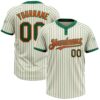 Cream Kelly Green Pinstripe Old Gold Two Button Unisex Softball Jersey, Custom Team Softball Jersey Cream Kelly Green Pinstripe Old Gold Two Button Unisex Softball Jersey, Custom Team Softball Jersey