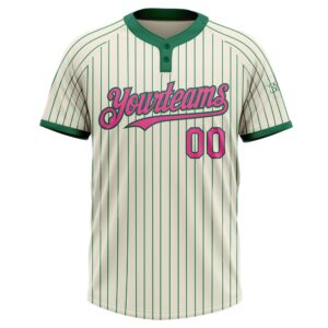 Cream Kelly Green Pinstripe Pink Two Button Unisex Softball Jersey Custom Team Softball Jersey 2 gjyetc.jpg