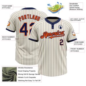 Cream Navy Pinstripe Orange Two Button Unisex Softball Jersey Custom Team Softball Jersey 3 huj7mh.jpg