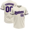 Cream Purple Gray Two Button Unisex Softball Jersey, Custom Team Softball Jersey