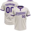 Cream Purple Pinstripe Light Blue Two Button Unisex Softball Jersey, Custom Team Softball Jersey Cream Purple Pinstripe Light Blue Two Button Unisex Softball Jersey, Custom Team Softball Jersey