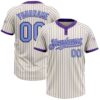 Cream Purple Pinstripe Gray Two Button Unisex Softball Jersey, Custom Team Softball Jersey Cream Purple Pinstripe Gray Two Button Unisex Softball Jersey, Custom Team Softball Jersey
