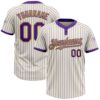 Cream Purple Pinstripe Light Blue Two Button Unisex Softball Jersey, Custom Team Softball Jersey Cream Purple Pinstripe Light Blue Two Button Unisex Softball Jersey, Custom Team Softball Jersey
