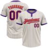 Cream Purple Pinstripe Old Gold Two Button Unisex Softball Jersey, Custom Team Softball Jersey Cream Purple Pinstripe Old Gold Two Button Unisex Softball Jersey, Custom Team Softball Jersey