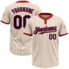 Cream Red Pinstripe Gold Two Button Unisex Softball Jersey, Custom Team Softball Jersey