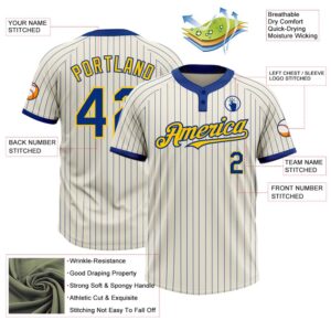 Cream Royal Pinstripe Yellow Two Button Unisex Softball Jersey Custom Team Softball Jersey 3 frv2td.jpg