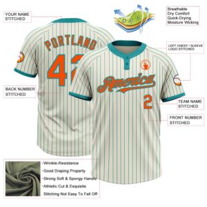Cream Teal Pinstripe Orange Two Button Unisex Softball Jersey Custom Team Softball Jersey 3 hem5yd.jpg