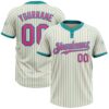 Cream Teal Pinstripe Orange Two Button Unisex Softball Jersey, Custom Team Softball Jersey