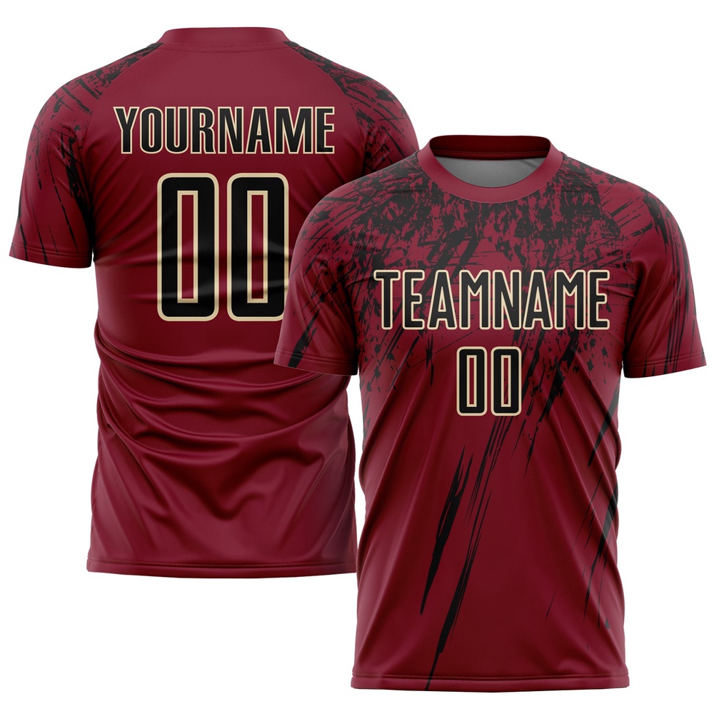 Crimson Black Cream Sublimation Soccer Uniform Jersey, Custom Team Soccer Jersey Shirt
