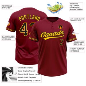 Crimson Black Yellow Two Button Unisex Softball Jersey Custom Team Softball Jersey 3 mrqdlx.jpg