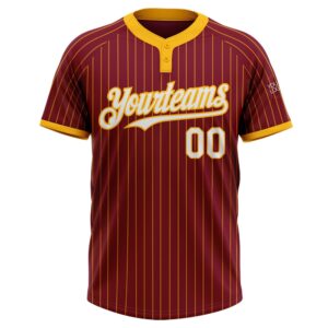Crimson Gold Pinstripe White Two Button Unisex Softball Jersey Custom Team Softball Jersey 2 c7treu.jpg